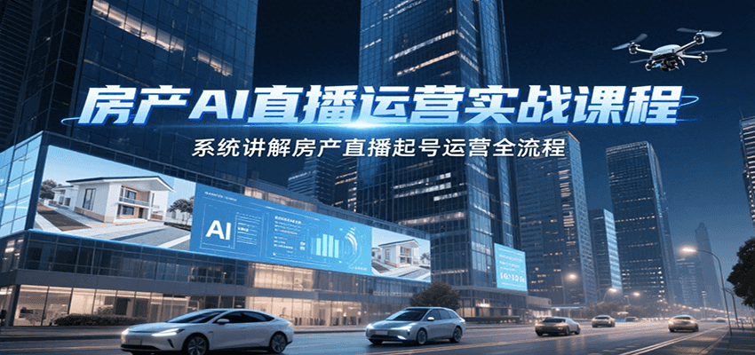 房产AI直播运营实战课程,系统讲解房产直播起号运营全流程-项目吧
