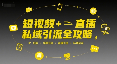 短视频+直播私域引流全攻略,IP打造 +视频引流 +直播引流 +私域沉淀-项目吧