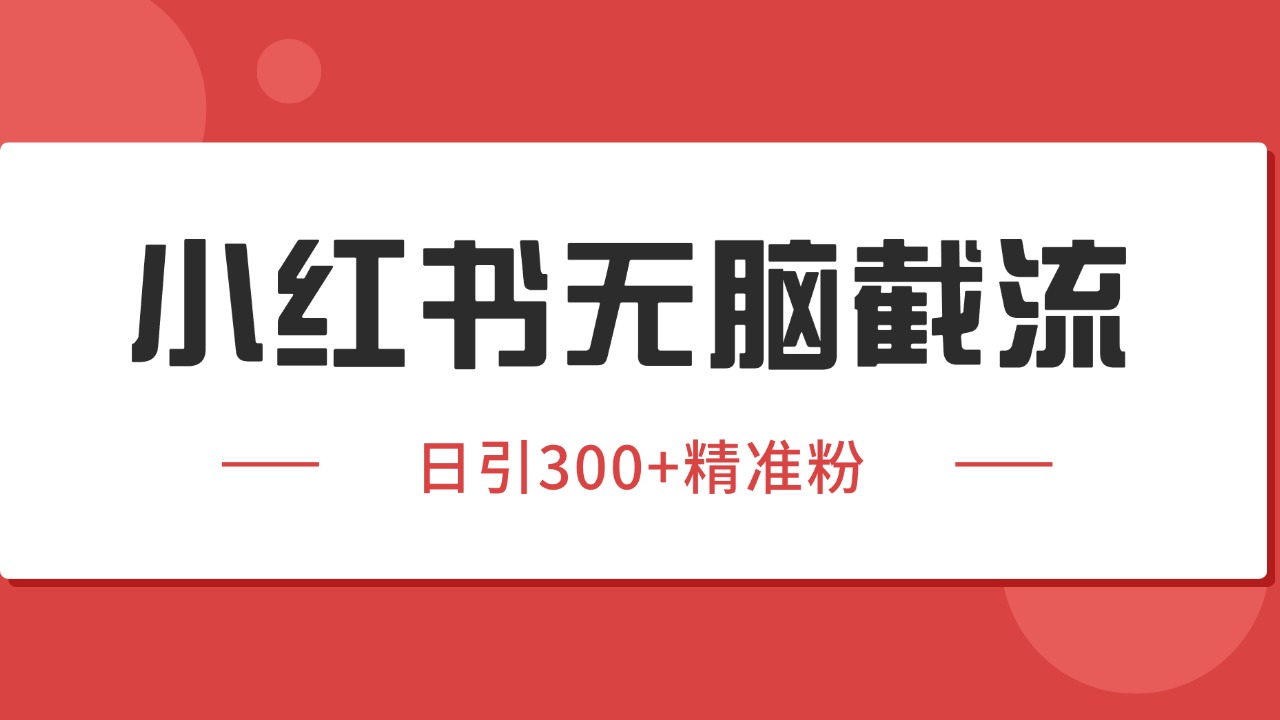 小红书截流同行客源，独家野路子获客玩法 日引200+暴力获客-项目吧