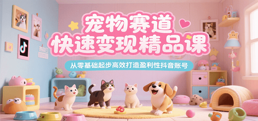 宠物赛道快速变现精品课,从零基础起步高效打造盈利性抖音账号-项目吧