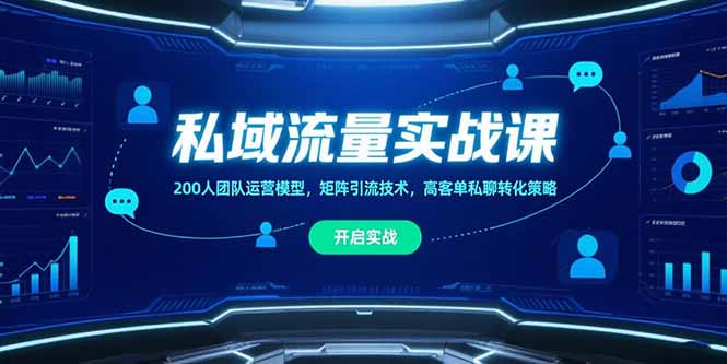 私域流量实战课,200人团队运营模型,矩阵引流技术,高客单私聊转化策略-项目吧