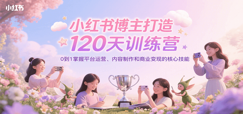 小红书博主打造120天训练营,0到1掌握平台运营、内容制作和商业变现-项目吧