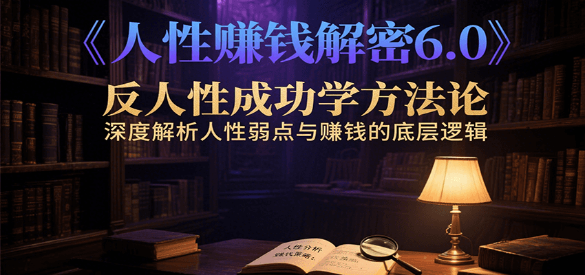 人性赚钱解密6.0,反人性成功学方法论,深度解析人性弱点与赚钱的底层逻辑-项目吧
