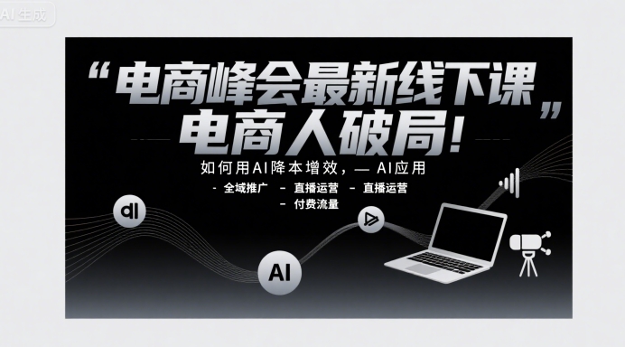 电商峰会最新线下课,电商人破局,如何用AI降本增效,AI应用-全域推广-直播运营-付费流量-项目吧