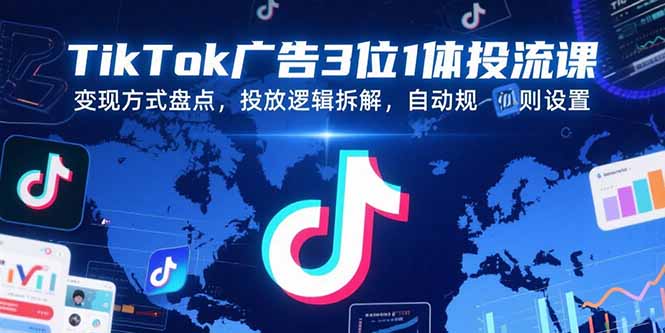 TikTok广告3位1体投流课,变现方式盘点,投放逻辑拆解,自动规则设置-项目吧