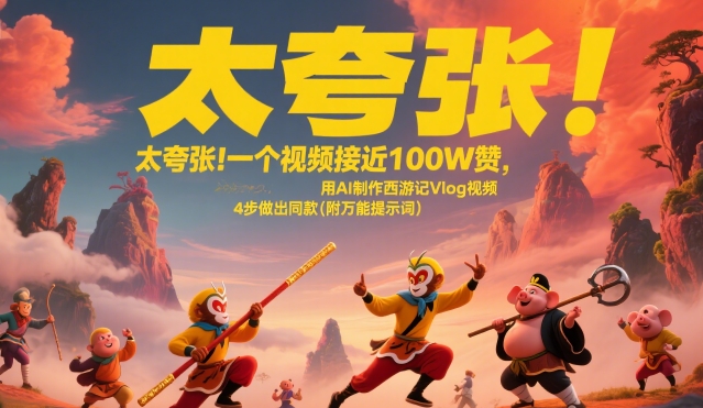 太夸张!一个视频接近100W赞,用AI制作西游记Vlog视频,全流程拆解来了(附万能提示词)-项目吧