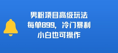 男粉项目高级玩法,每单899,冷门暴利,小白也可操作-项目吧
