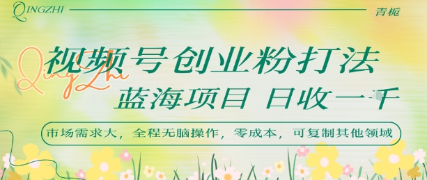 视频号创业粉打法,日入1k,蓝海项目,市场需求大,全程无脑操作,可复制-项目吧