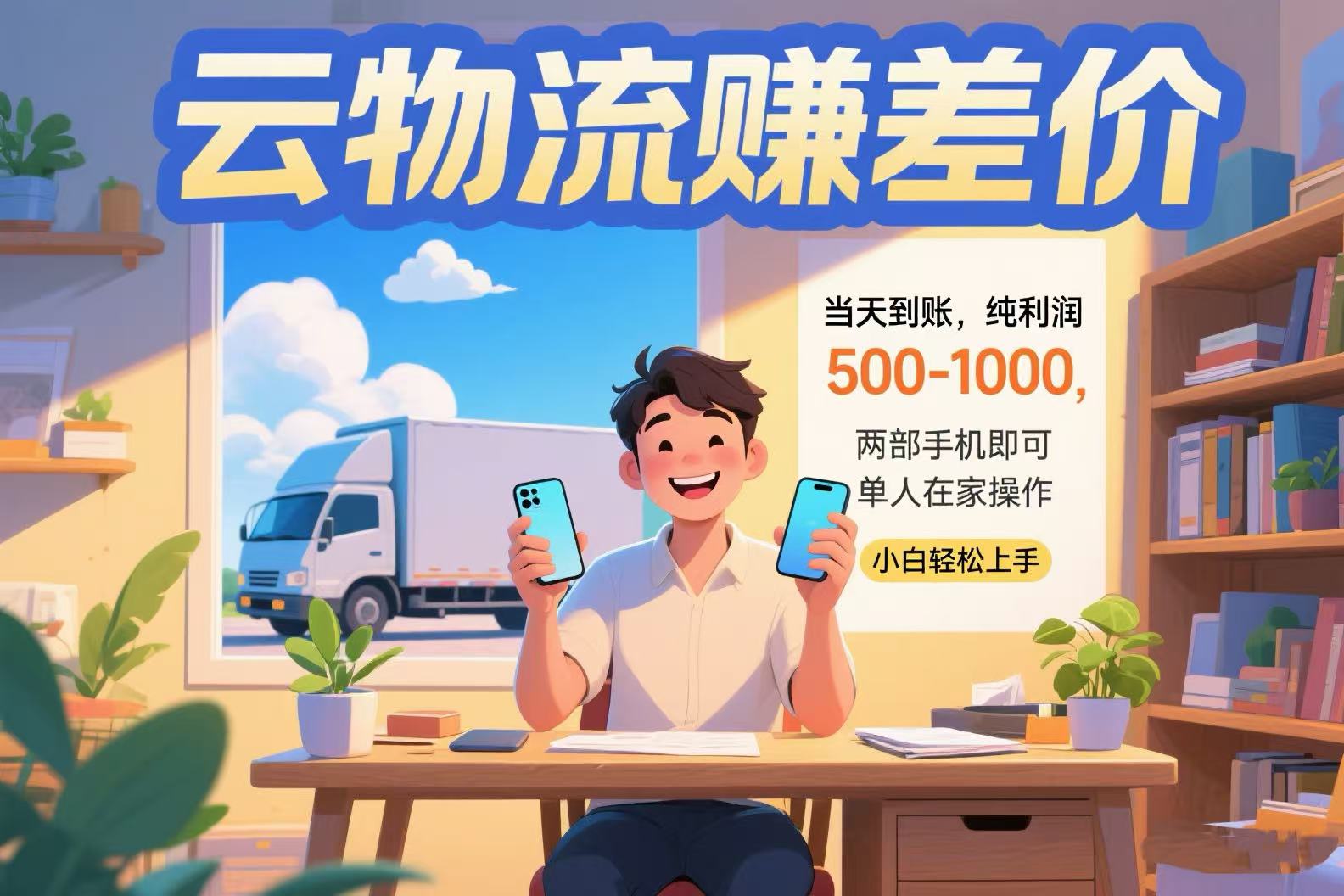 云物流赚差价 当天到账纯利润500-1000 两部手机即可 可单人在家操作 小…-项目吧