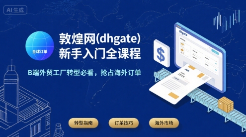 敦煌网(dhgate)新手入门全课程,B端外贸工厂转型必看,抢占海外订单-项目吧