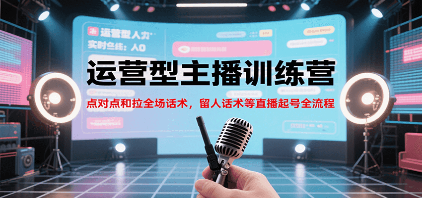 运营型主播训练营,点对点和拉全场话术,留人话术等直播起号全流程(更新7月)-项目吧