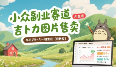 小众副业赛道 吉卜力图片售卖 单日2张+ AI一键生成【附教程】-项目吧