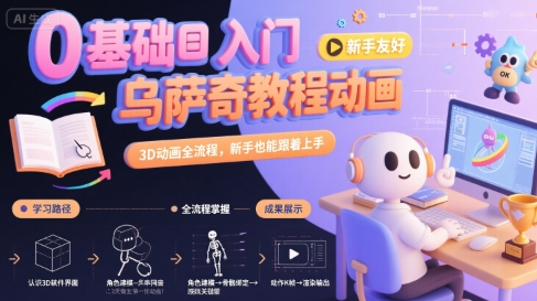 0基础入门乌萨奇教程动画,3D动画全流程,新手也能跟着上手-项目吧