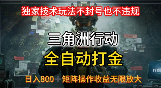 三角洲最新全自动G机,独家技术玩法,不封号也不违规, 日入8张+可矩阵操作,收益无限放大【揭秘】-项目吧