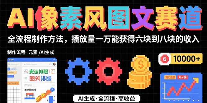 AI像素风图文赛道:全流程制作方法,播放量一万能获得6块到8块的收入-项目吧