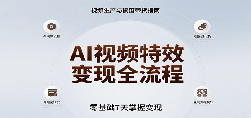AI视频特效变现全流程,零基础7天掌握视频生产到橱窗带货变现-项目吧