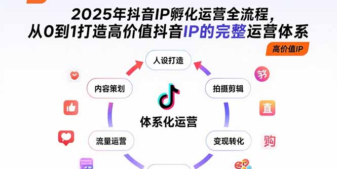 2025年抖音IP孵化运营全流程,从0到1打造高价值抖音IP的完整运营体系-项目吧