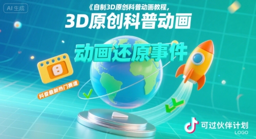 自制3D原创科普动画教程,动画还原事件,抖音最新热门赛道,可过伙伴计划-项目吧