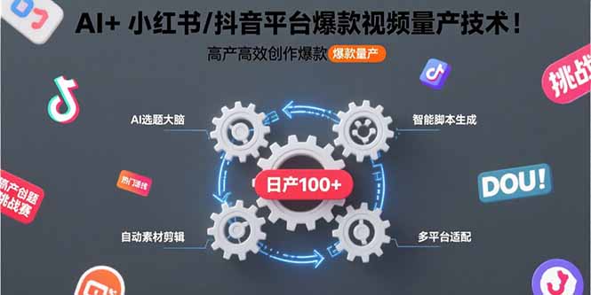 AI+小红书/抖音平台爆款视频量产技术:高产高效创作爆款视频!-项目吧