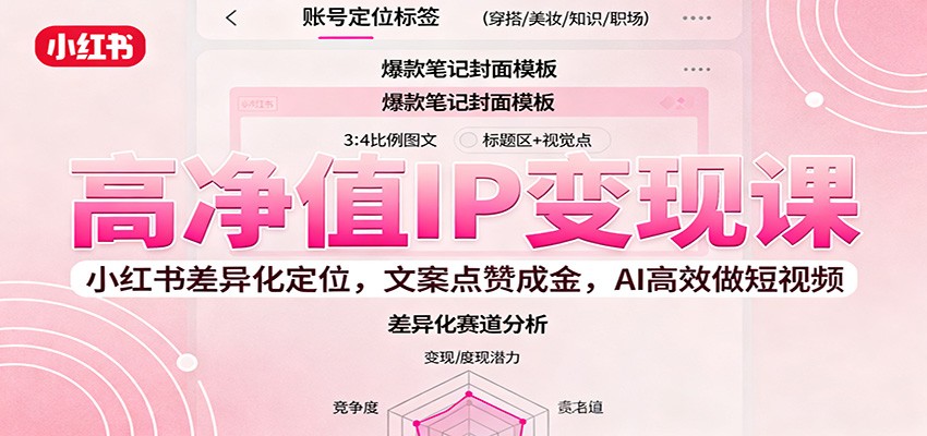 高净值IP变现课:小红书差异化定位,文案点赞成金, AI高效做短视频-项目吧