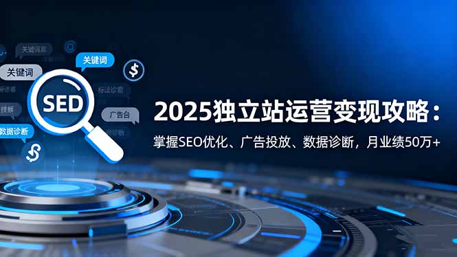2025独立站运营变现攻略:掌握SEO优化、广告投放、数据诊断,月业绩50万+-项目吧