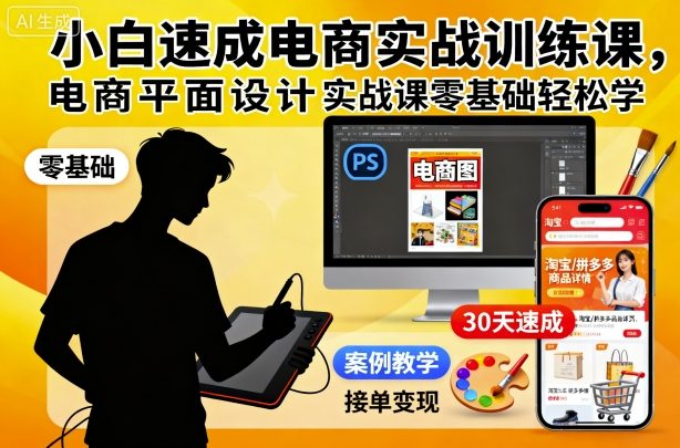 小白速成电商实战训练课,电商平面设计实战课零基础轻松学-项目吧