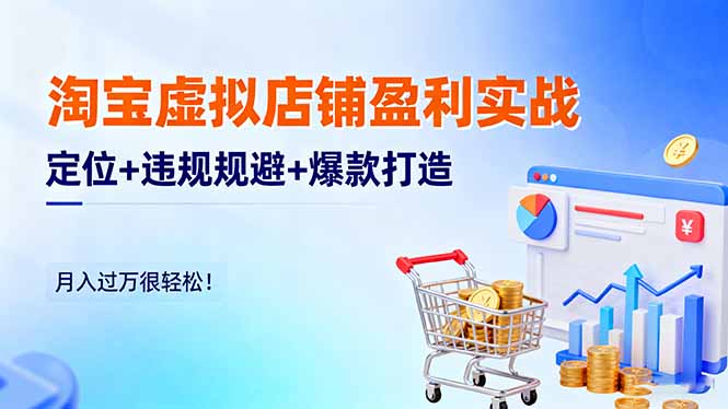 淘宝虚拟店铺盈利实战:定位+违规规避+爆款打造,月入过万很轻松!-项目吧