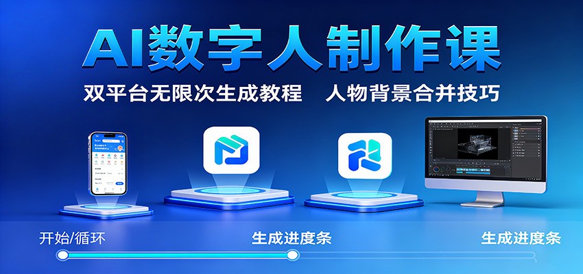 AI数字人制作课:双平台无限次生成教程,人物背景合并技巧-项目吧