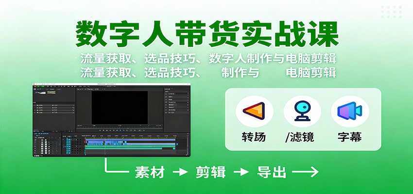 数字人变现实战课:流量获取、选品技巧、数字人制作与电脑剪辑-项目吧
