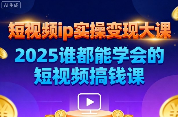 短视频ip实操变现大课,7月26-27日广州站线下课,2025谁都能学会的短视频搞钱课-项目吧
