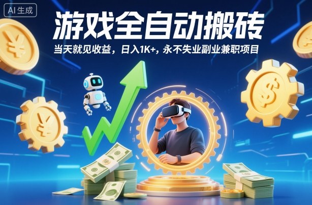游戏全自动搬砖,当天就见收益,日入1K+,永不失业副业兼职项目【揭秘】-项目吧