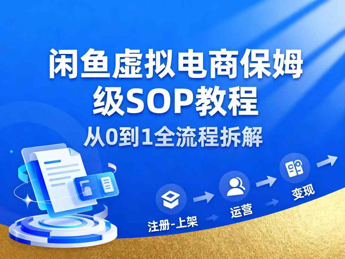 闲鱼虚拟电商，月入轻松过1W，保姆级SOP教程-项目吧
