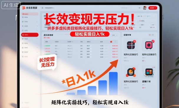 长效变现无压力!拼多多虚拟类目矩阵化实操技巧,轻松实现日入1k【揭秘】-项目吧