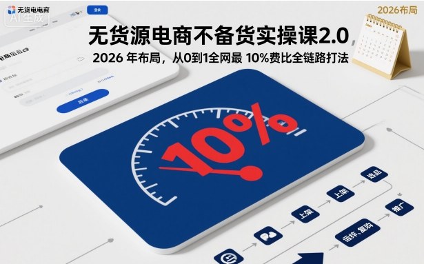无货源电商不备货实操课2.0,2026年布局,从0到1全网最低10%费比全链路打法【更新中】-项目吧