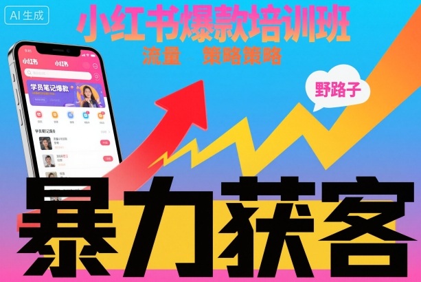 小红书爆款培训班,小红书获客野路子流量打法,暴力持续获客-项目吧