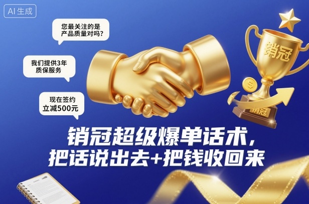 销冠超级爆单话术,把话说出去+把钱收回来-项目吧