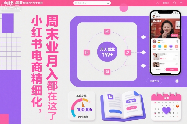 小红书电商精细化运营全流程，周末副业月入1W+，全套方法都在这了-项目吧