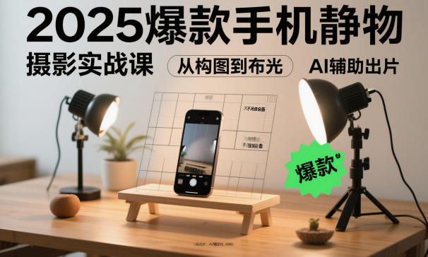 2025爆款手机静物摄影实战课，从构图到布光，不用贵设备，AI辅助出片-项目吧