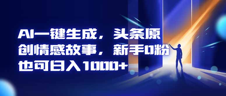 AI一键生成,头条原创情感故事,新手0粉也可日入1000+-项目吧