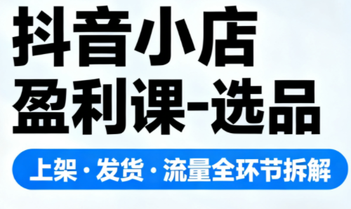 抖音小店盈利课-选品·上架·发货·流量全环节拆解-项目吧