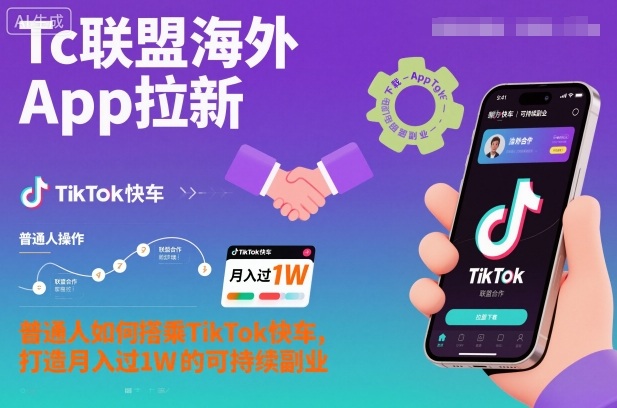Tc联盟海外App拉新:普通人如何搭乘TikTok快车,打造月入过1W的可持续副业-项目吧