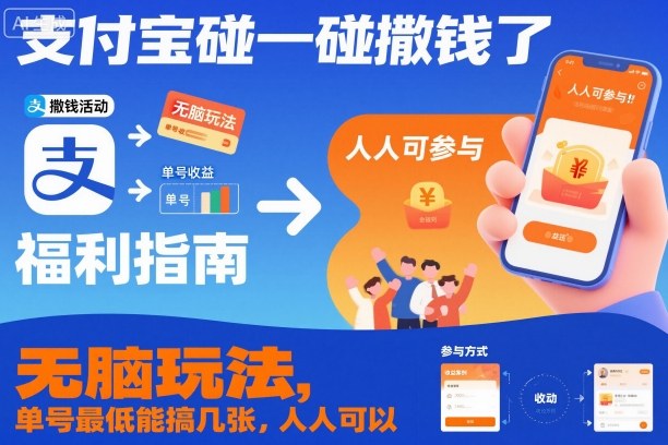 支付宝碰一碰撒钱了,无脑玩法,单号最低能搞几张,人人可以撸【揭秘】-项目吧