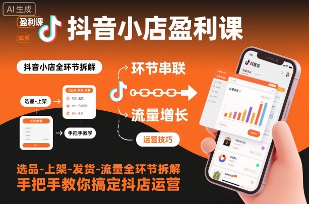抖音小店盈利课-选品-上架-发货-流量全环节拆解,手把手教你搞定抖店运营-项目吧