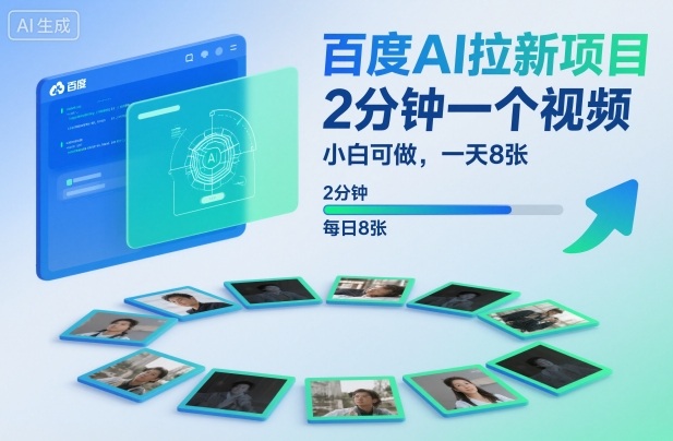 百度AI拉新项目，2分钟一个视频，小白可做，一天8张【附案例+保姆级教程】-项目吧